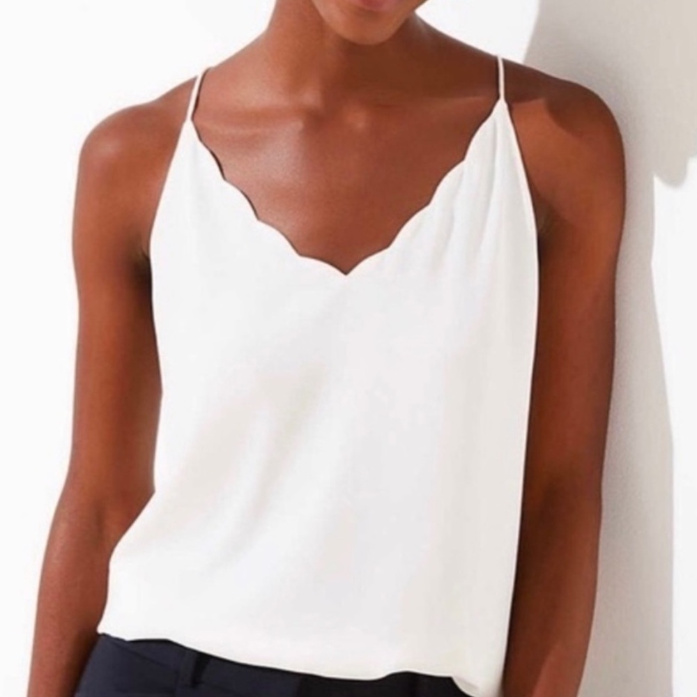 NEVER WORN Cream Loft cami with scalloped neckline detail- Size X-Small